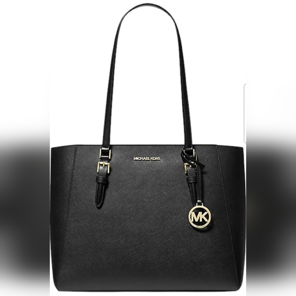 NWT Michael Kors Charlotte Large Leather 3-in-1 Black Tote Bag Set - Picture 5 of 6